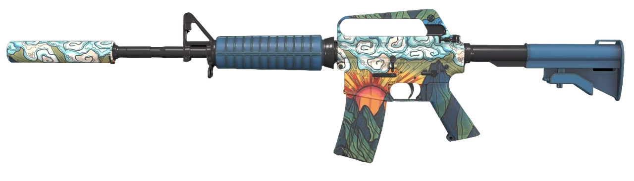 M4A1-S Solitude White Clouds Orange Sun Green pattern